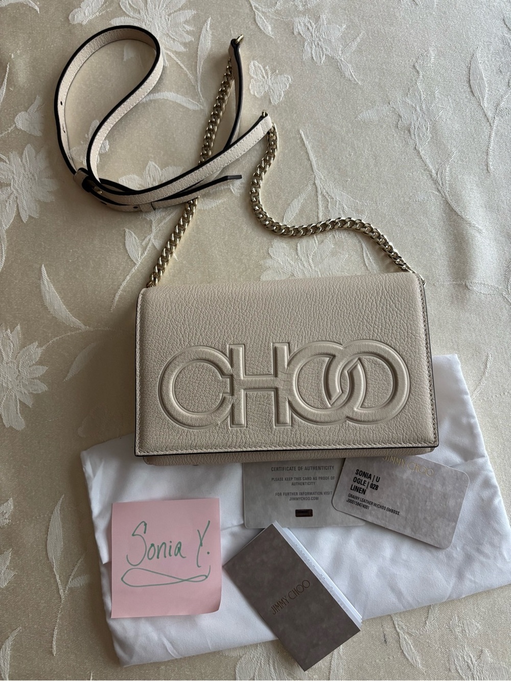 Authentic Jimmy Choo Crossbody Off White Leather Bag Gold Hardware Excellent